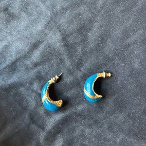 Monet Blue and Gold Teardrop Earrings